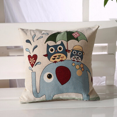 

bveteeOwl Cotton Cushion Covers Sofa Cushion Cases Cotton Linen Cushion Decorative Pillows Pillow Cover CoussinNo Inner