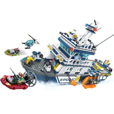 

Super Police Patrol Vessel Chasing&Assembling Blocks Compatible Lego Childrens Puzzle Toys