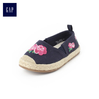 

GAP flagship store childrens embroidery straw round head flat shoes 292847 Navy blue 22 yards 160CM