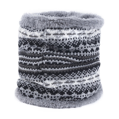 

Winter Women Men Printed Scarf Fleece Thicken Neckerchief Unisex Wool Neck Warmer Knitted Scarves