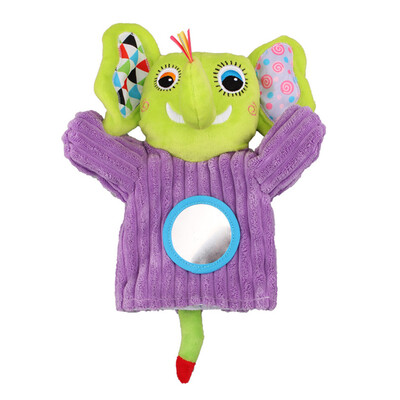 

Baby Animals Hand Puppet Plush Rattles Bell Magic Mirror Soft Finger Toys For Early education Cat