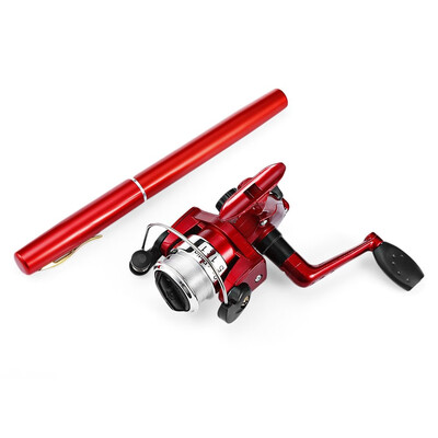 

Mini 5 sections Baitcasting Telescopic Pocket Pen Fishing Rod Pole Reel combo Portable 511 fishing reel rod tackle 955cm Alumin