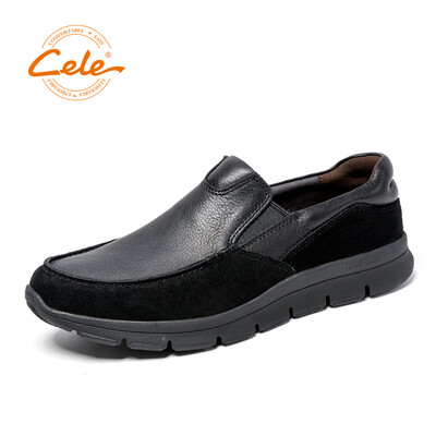 

Cele CELE first layer leather lazy one pedal wear-resistant non-slip thick bottom wild business casual shoes men black 39 yards M8C1S15901