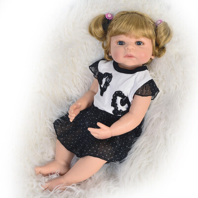 

23 Silicone Reborn Baby Dolls Realistic Reborn Dolls Full Vinyl Body Lifelike Girl Babies Long Hair Collectible bebe Toys
