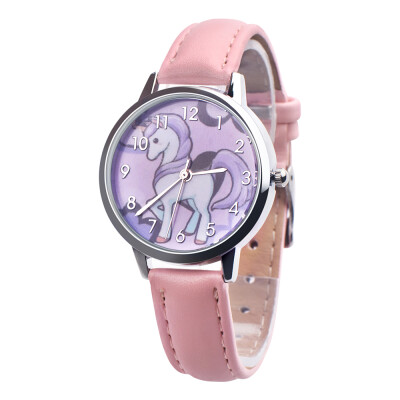 

Fashion Lovely Cartoon Unicorn Watch Stainless Steel Girl Cute Leather Band Quartz Wrist Watches