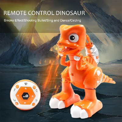 

2CH Remote Control Robot Dinosaur with Shooting Bullet Smoke Effect LED light Sound Gift Toy for Kids
