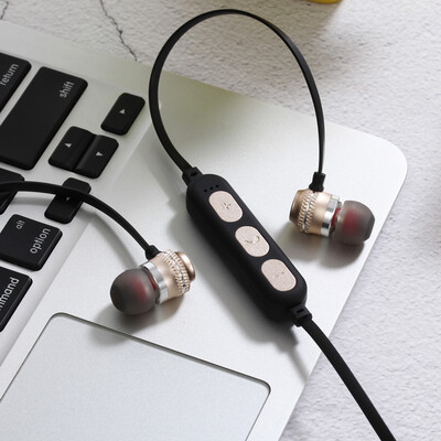 

New Metal Magnetic Wireless Sports Bluetooth Headset Stereo Subwoofer In-Ear Bluetooth Card Headset