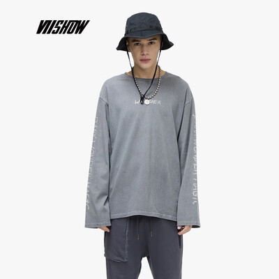 

Weixiu viishow 2019 spring new long-sleeved T-shirt mens tide brand letters mens bottoming shirt round neck youth TC1222191 dark gray M