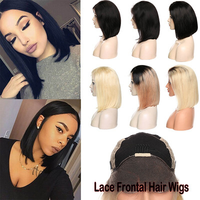 

Blonde Bob Wig Human Hair Brazilian Virgin Hair Glueless Short Bob Wig Straight Middle Part Machine Made Human Hair Wigs