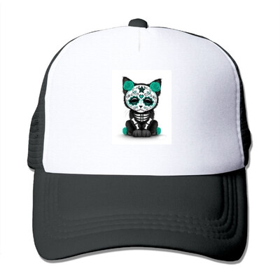 

Cute Teal Blue Kitten Cat Fashion Baseball Cap for Men&Women Adjustable Mesh Trucker Hat