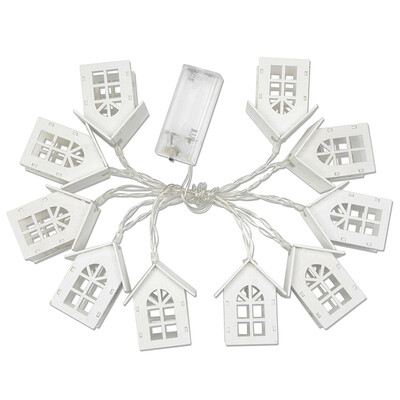 

UpperX LED White Wood House String Lights Christmas 15M Room Decoration String Lamp Wedding Garland Party Holiday Fairy Light