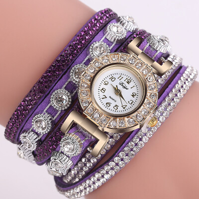 

DUOYA D196 Women Wrap Around Quartz Wrist Watch with Diamond Purple