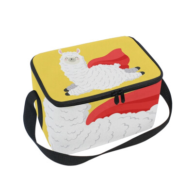 

ALAZA Lunch Box Insulated Lunch Bag Large Cooler Happy Llama Tote Bag