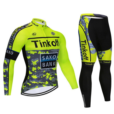 

Cycling jersey 2018 pro team Tinkoff winter thermal fleece bicycle clothing set ropa ciclismo invierno bike jersey bib pants kit