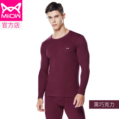 

Cat Man MiiOW thermal underwear men&women Qiuyi Qiuku warm clothes cotton Shut down thick round neck men&women base shirt V suit fashion warm clothes dark chocolate male