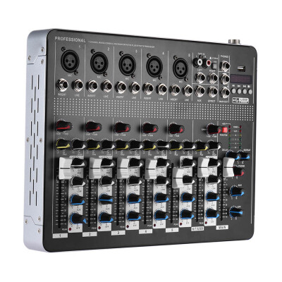 

Professional 7-Channel Mic Line Audio Mixer Mixing Console with 3-band EQ 48V Phantom Power USB Interface