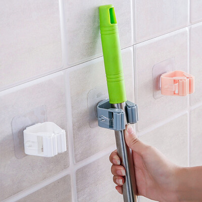 

Green source powerful suction cup mop rack bathroom seamless punch-free hook holder bathroom broom mop multi-function mop clip white two loaded