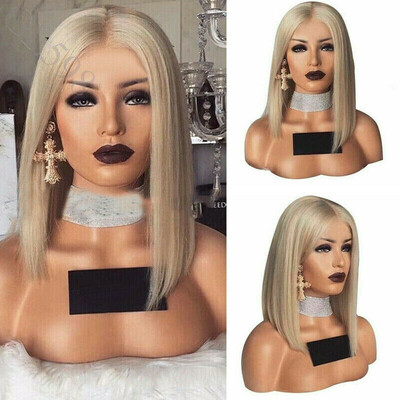 

Women Short Ombre Blonde Gold Hair Brown Black Straight Synthetic Wigs Wig Cap