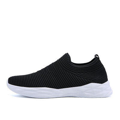 

New Slip On Breathable Mesh Men Flats Fashion Casual Shoes Men Stretch Loafers Black Red Fly Weaving Sneakers Men