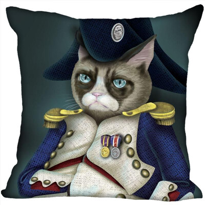 

Cat Pillow Cover Bedroom Home Office Decorative Pillowcase Square Zipper Pillow Cases Satin Fabric No Fade 35x35CM