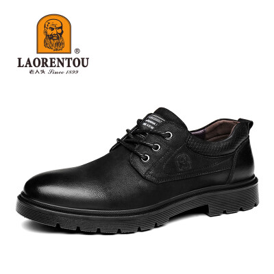 

LAORENTOU leather shoes mens suede leather outdoor leisure versatile comfortable low to help round head strap 87100329 black 38