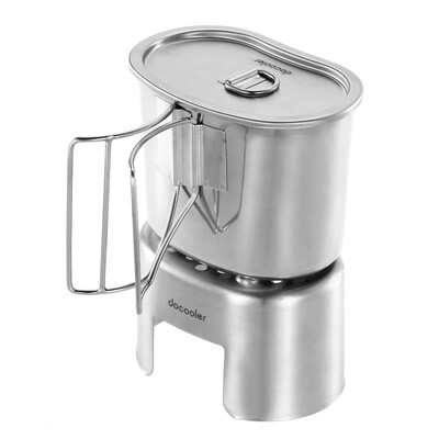 

700ml Drinking Coffee Tea Cup Pot Burning Stove Cup Set Portable Camping Tumbler Stainless Steel Drinkware Mini Wood Stove