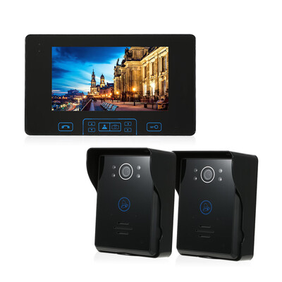 

24GHz Wireless Digital Door Phone Doorbell Intercom System 1 Indoor Monitor&2 Outdoor Camera 7 Inch TFT Indoor Monitor HD Digit