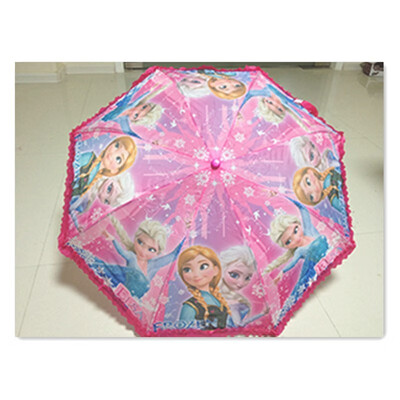 

2018 new ice romance childrens lace foldable curved handle umbrella primary school umbrella