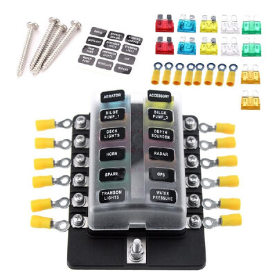 

681012 Way Blade Fuse Box Holder Fuse Blocks with Red LED Indicator 10Pcs Fuses 10Pcs Terminals for Car Boat Marine Caravan Tru