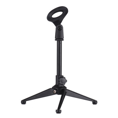 

Portable Foldable Desktop Mini Microphone Tripod Stand with Adjustable Mic Clip Holder Bracket