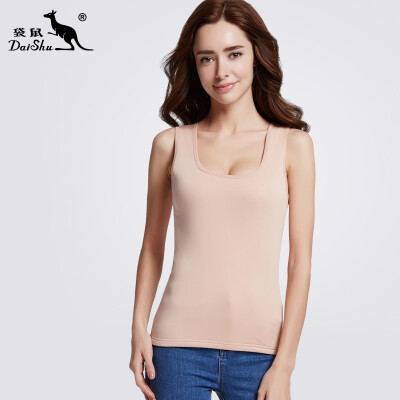 

Kangaroo ladies warm vest de velvet round neck warm vest thermal underwear jacket skin color