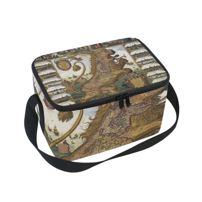 

ALAZA Lunch Box Insulated Lunch Bag Large Cooler Tote Bag Lion Map for Men Women Girls Boys