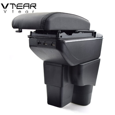 

Vtear For Kia Pegas 2017-2018 armrest box USB Charging interface heighten central Store content box cup holder ashtray accessories
