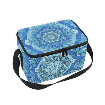 

ALAZA Insulated Lunch Box Blue Irregular Flower Lunch Bag for Men Women Portable Tote Bag Cooler Bag
