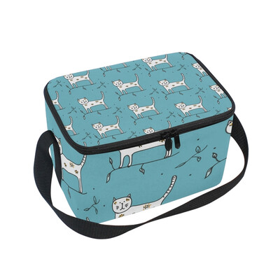 

ALAZA Insulated Lunch Box Cute Little Cats Lunch Bag for Men Women Portable Tote Bag Cooler Bag