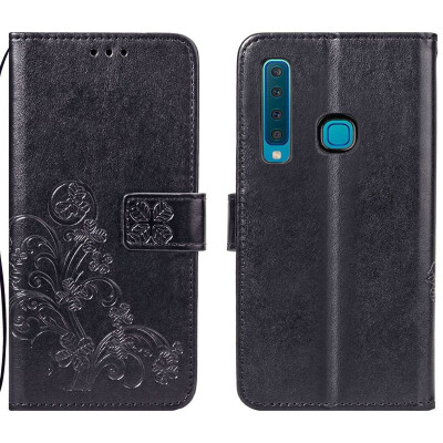 

Samsung Galaxy A9 2018 Lucky Clover Embossed Leather Case - Black