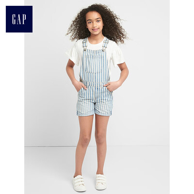

GAP flagship store girl cotton pinstripe pattern strap shorts 229606 indigo stripes 160cm