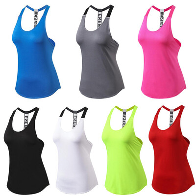 

New Women Girls Gym Yoga Vest Sportswear Sleeveless Backless Fitness Tights Run Sports Tank Tops