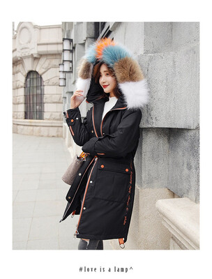 

Down jacket womens fashion long white duck down jacket fur collar down jacket 90237