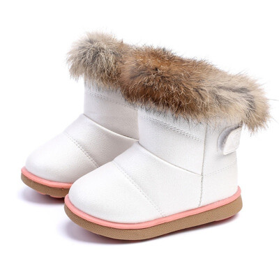 

Winter Fashion child girls snow boots shoes warm plush soft bottom baby girls boots leather winter snow boot for baby