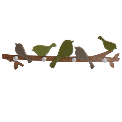 

UpperX Wooden Bird Wall Hanger Hook Rack Clothes Hat Key Organizer Home Room Decor Green