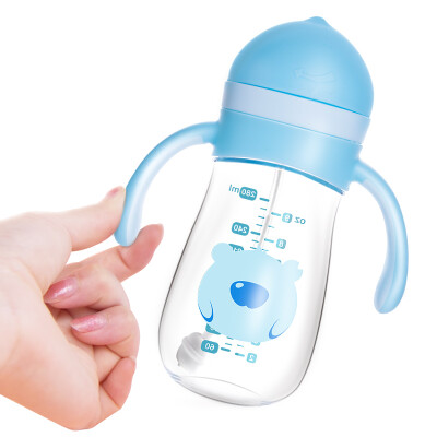 

Little white bear child cup sippy cup leakproof drop blue 280ML 09731