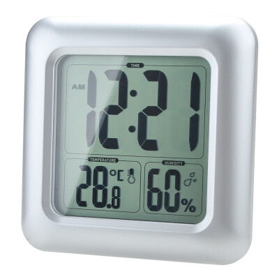 

LCD Water Resistant Shower Clock Bathroom Kitchen Wall Clock Temperature humidity Measurement with Sucker