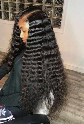 

Best Long Water Wavy Free Part Lace Frontal Wigs For Black Women Wet Wave Brailian Virgin Human Curly Hair Wigs Nnatural Color Wav
