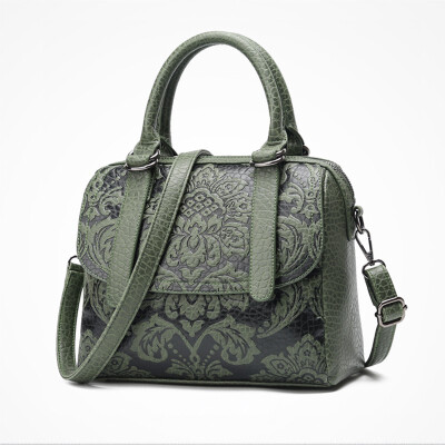 

New Pattern Fashion Womens PU Handbag Embossing Flowers And Plants Soft Handle Square Shape Single Shoulder Bag