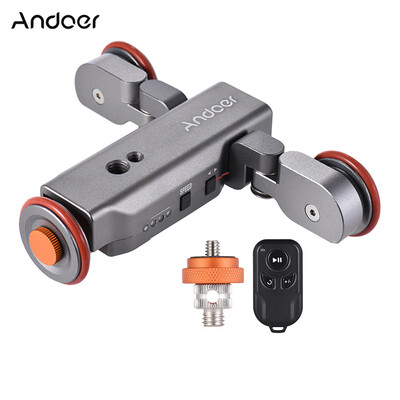 

Andoer L4 Autodolly 3 Speed Adjustable with Wireless Remote Control 1800mAh Rechargeable Battery Electric Motorized 3-Wheel Pulle