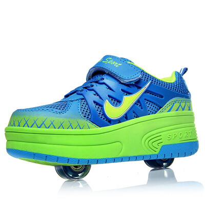 

Children Shoes With Two Wheels Button Breathable Kids Roller Sneakers Casual Sport Pulley Shoes 29-40
