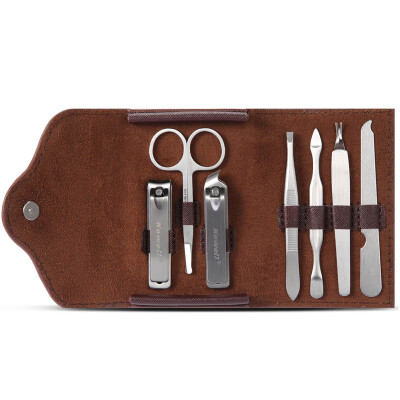 

Korea Kowell Han Kewei stainless steel nail clipper set anti-splash nail scissors personal care repair capacity combination 7 piece set KB705 brown