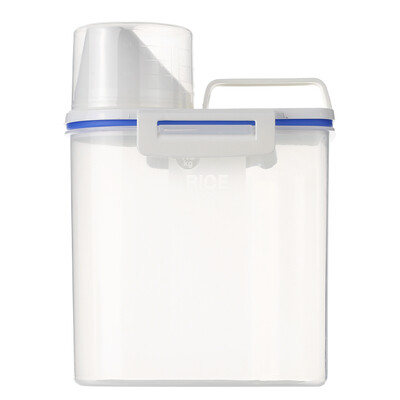 

2L Portable Plastic Rice Storage Bin Sealed Food Grain Cereal Flour Storage Box Container with Measuring Cup
