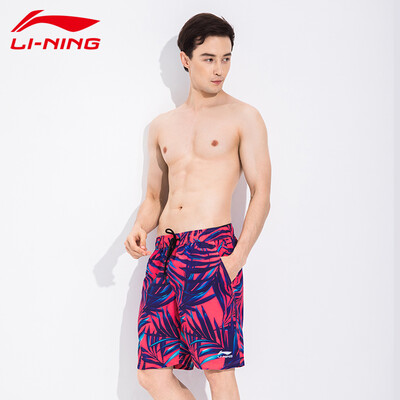 

Li Ning LI-NING couple beach pants loose large size five points swimming trunks seaside holiday fashion casual men&women couple models sports shorts 793-1 male models western red L